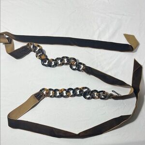 J. Crew Tortoiseshell Chain Belt with Brown Ribbon